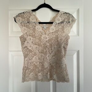 Banana Republic Cream Vintage Floral Lace Top - Size S